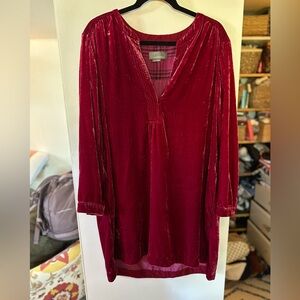 Anthropologie Melody pink velvet tunic dress. Size Large petite. Pockets